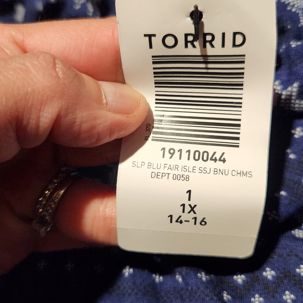 Torrid Sleep 1X Blue Fair Isle Night Shirt Dress Deer Print Sleepgown NEW - Picture 7 of 13